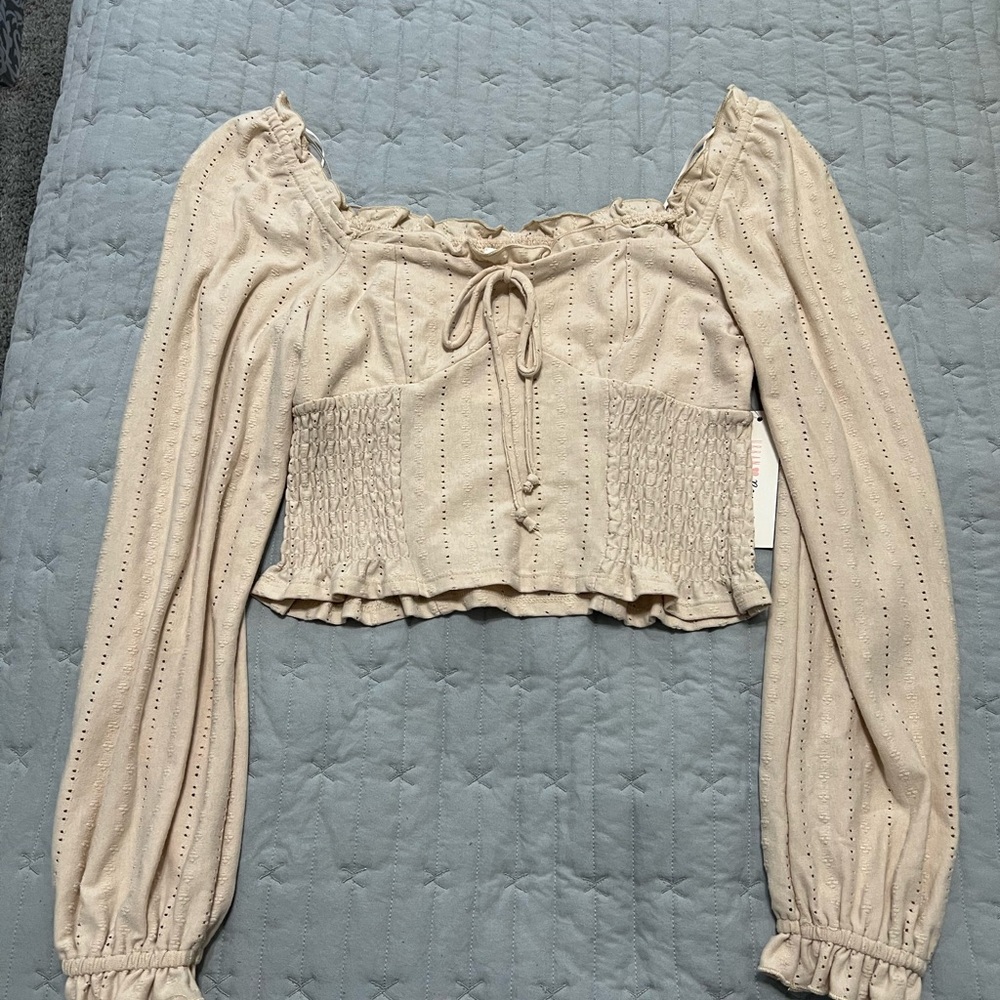 Cream Smocked Women's Top